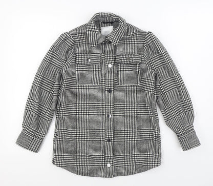 NEXT Girls Black Houndstooth Jacket Size 9 Years Button
