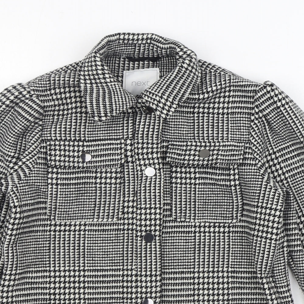 NEXT Girls Black Houndstooth Jacket Size 9 Years Button