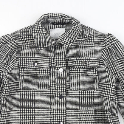 NEXT Girls Black Houndstooth Jacket Size 9 Years Button