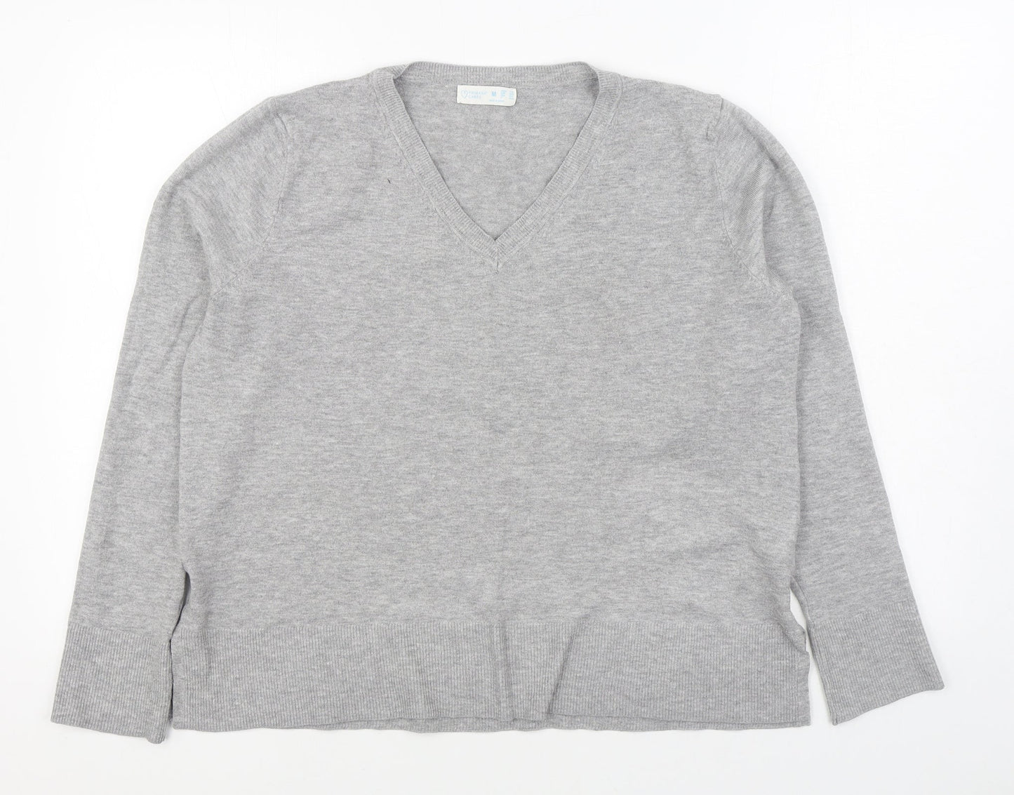 Primark Womens Grey V-Neck Viscose Pullover Jumper Size M