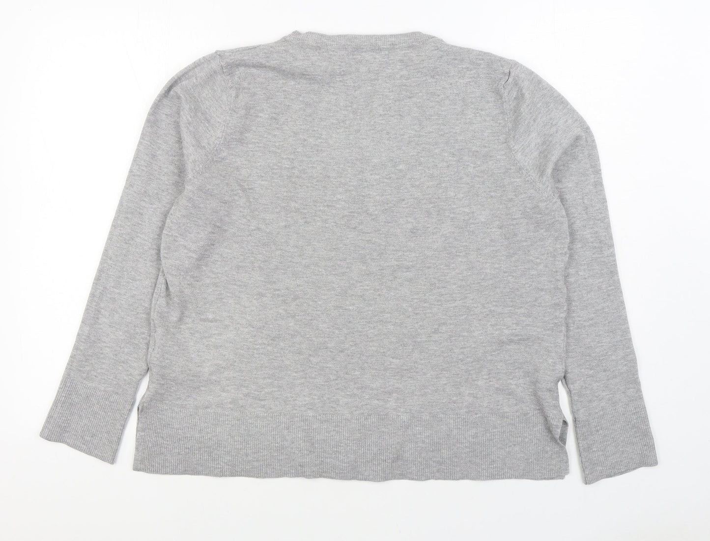 Primark Womens Grey V-Neck Viscose Pullover Jumper Size M