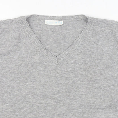 Primark Womens Grey V-Neck Viscose Pullover Jumper Size M