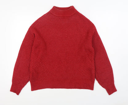 Primark Womens Red Round Neck Acrylic Pullover Jumper Size S