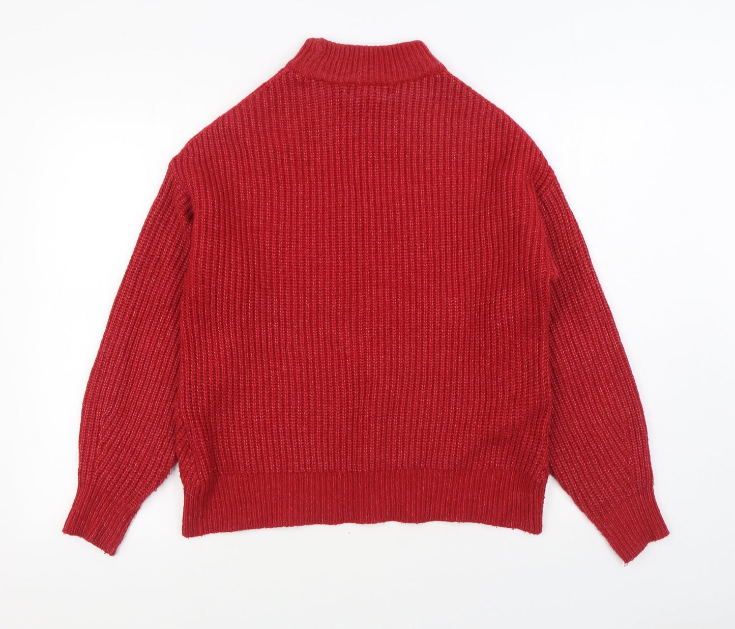 Primark Womens Red Round Neck Acrylic Pullover Jumper Size S