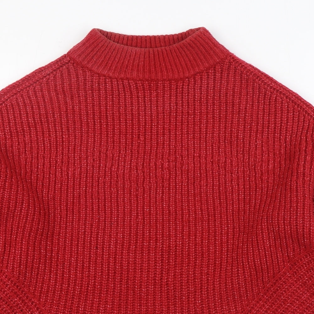Primark Womens Red Round Neck Acrylic Pullover Jumper Size S