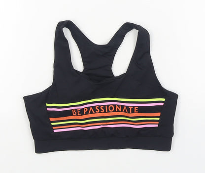 Workout Womens Black Polyamide Cropped Tank Size S Scoop Neck Pullover