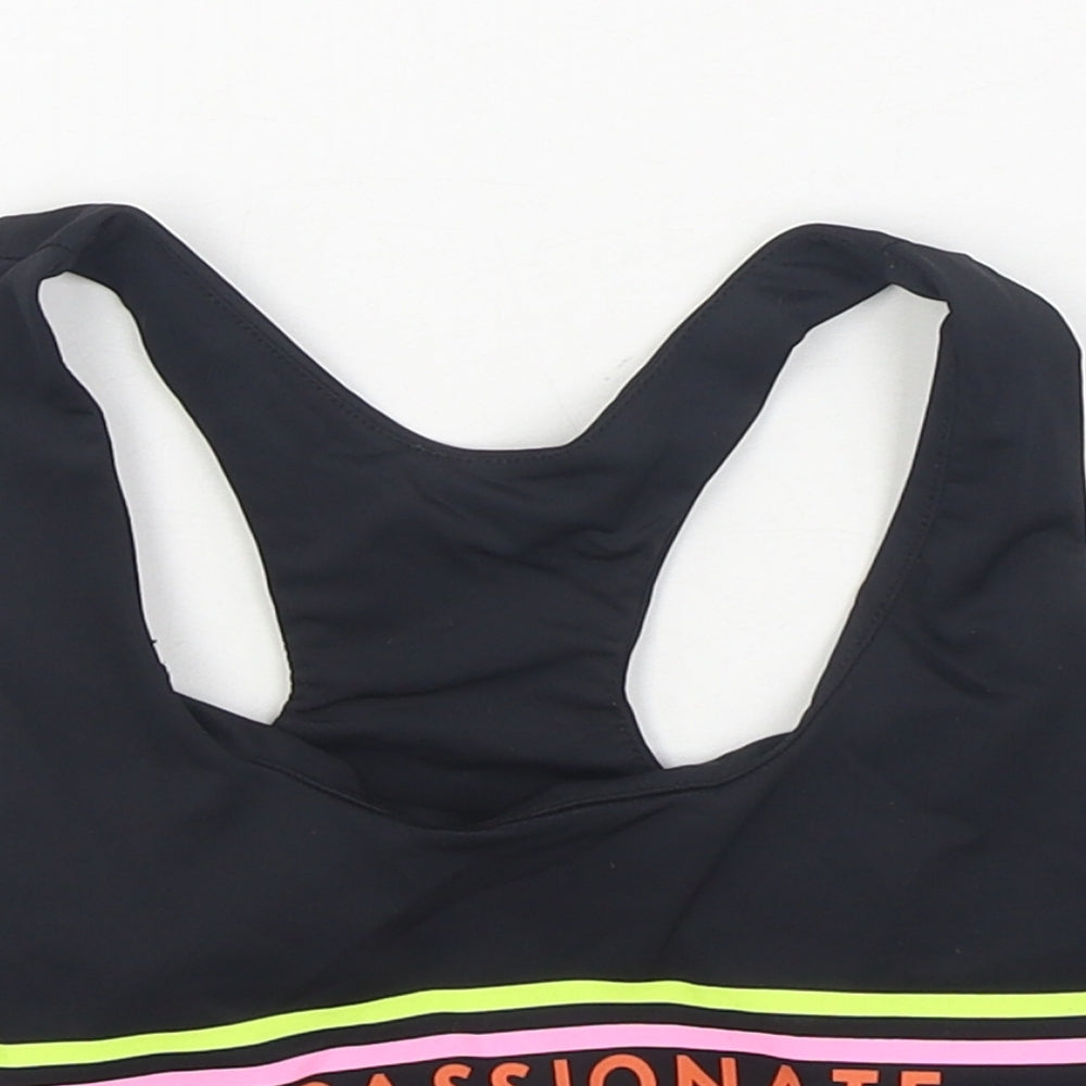 Workout Womens Black Polyamide Cropped Tank Size S Scoop Neck Pullover