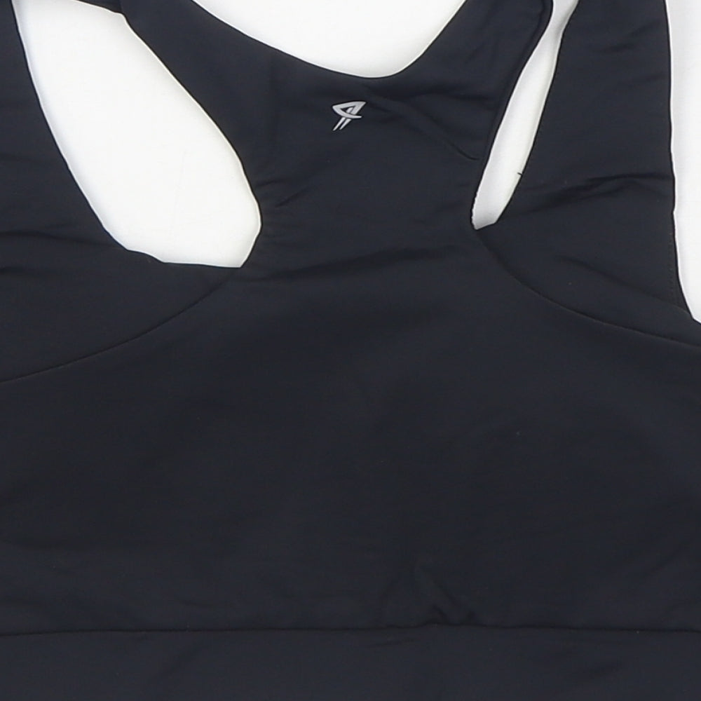 Workout Womens Black Polyamide Cropped Tank Size S Scoop Neck Pullover