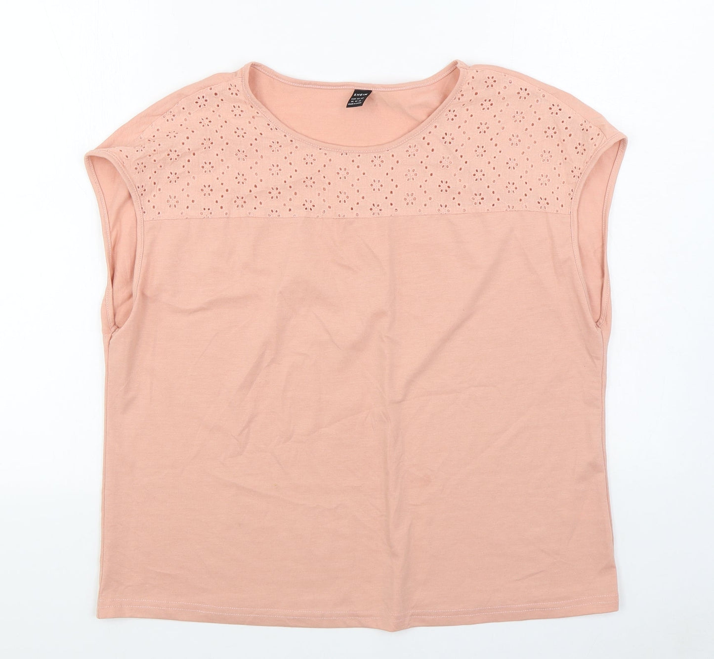 SheIn Womens Pink Polyester Basic T-Shirt Size XL Roll Neck