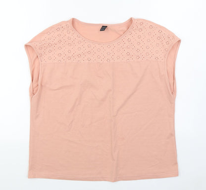 SheIn Womens Pink Polyester Basic T-Shirt Size XL Roll Neck