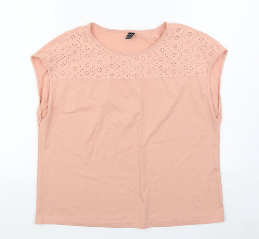 SheIn Womens Pink Polyester Basic T-Shirt Size XL Roll Neck