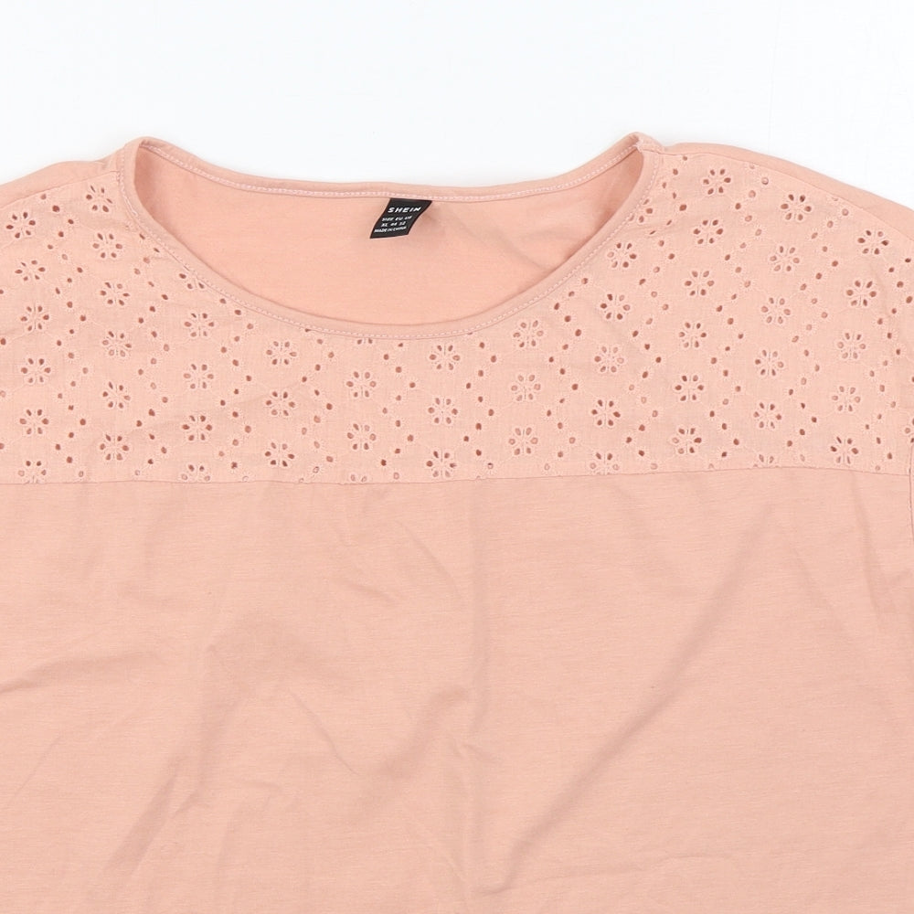 SheIn Womens Pink Polyester Basic T-Shirt Size XL Roll Neck