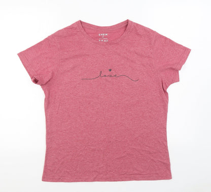 SheIn Womens Red Cotton Basic T-Shirt Size XL Round Neck