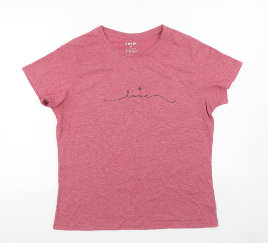 SheIn Womens Red Cotton Basic T-Shirt Size XL Round Neck
