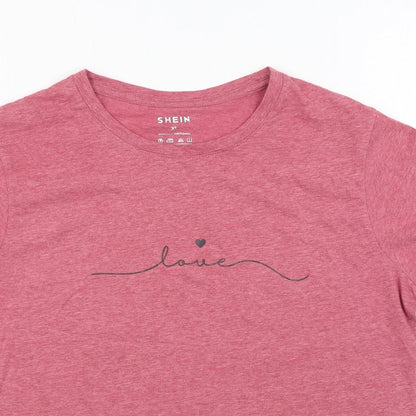SheIn Womens Red Cotton Basic T-Shirt Size XL Round Neck