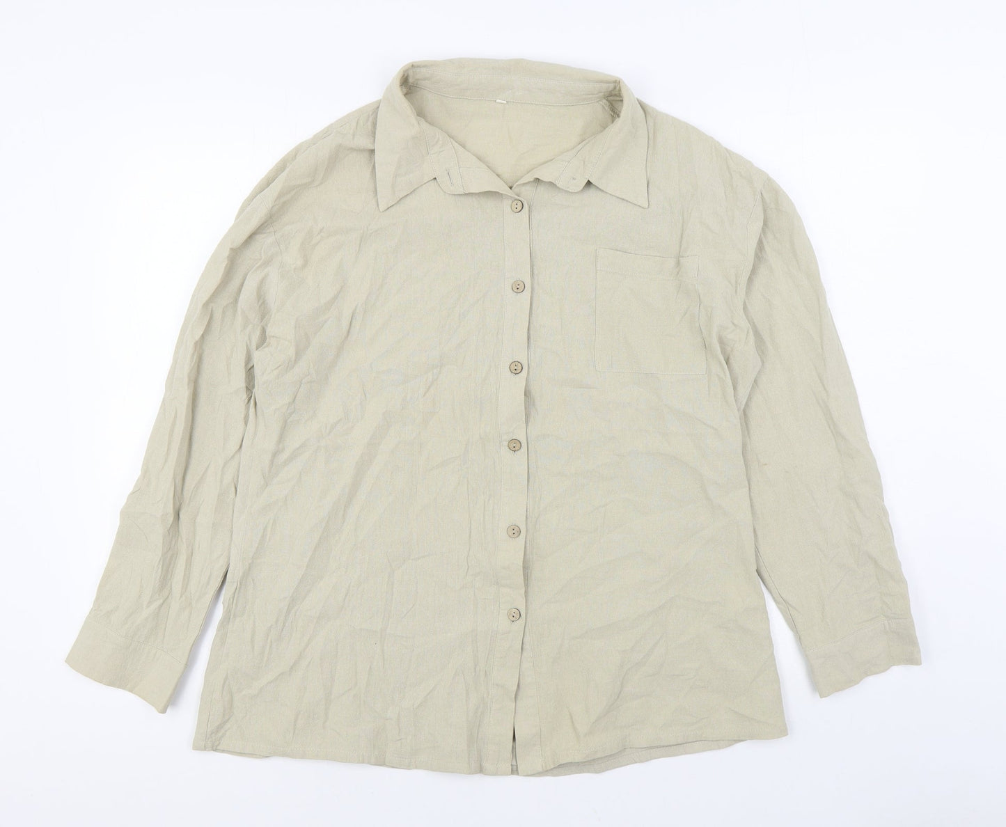 SheIn Womens Beige Polyester Basic Button-Up Size M Collared