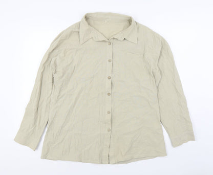 SheIn Womens Beige Polyester Basic Button-Up Size M Collared