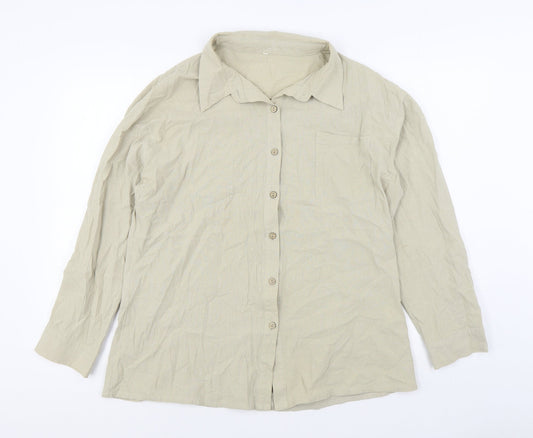 SheIn Womens Beige Polyester Basic Button-Up Size M Collared