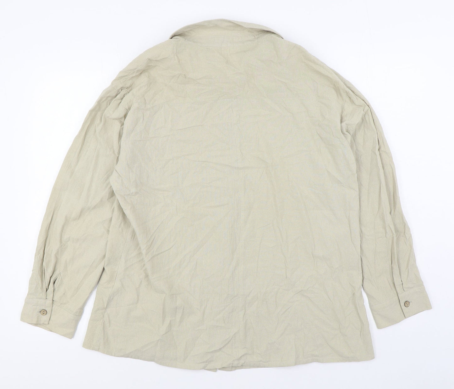 SheIn Womens Beige Polyester Basic Button-Up Size M Collared