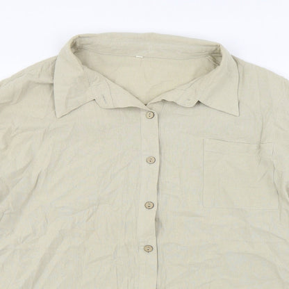 SheIn Womens Beige Polyester Basic Button-Up Size M Collared