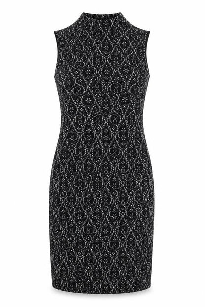 NEXT Womens Black Geometric Polyester Sheath Size 12 Round Neck Pullover
