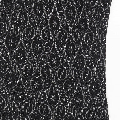 NEXT Womens Black Geometric Polyester Sheath Size 12 Round Neck Pullover