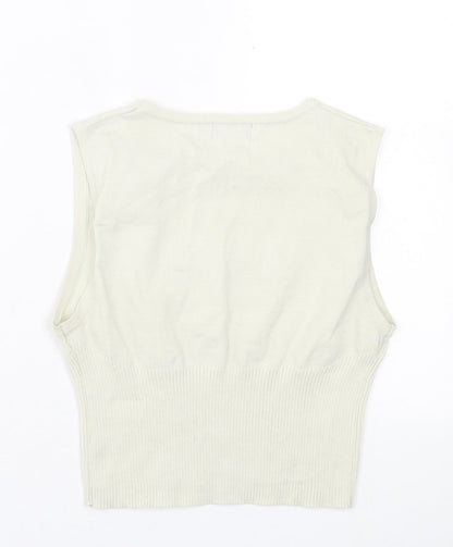 Womens UK Size L PRETTYLITTLETHING Beige Cropped Tank