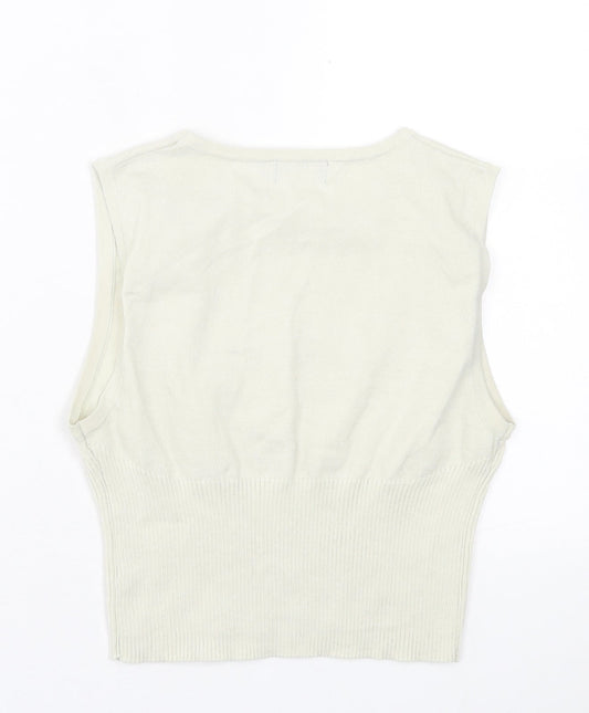 Womens UK Size L PRETTYLITTLETHING Beige Cropped Tank