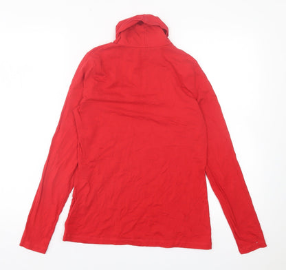 Landsend Womens Red Cotton Basic Size S Roll Neck
