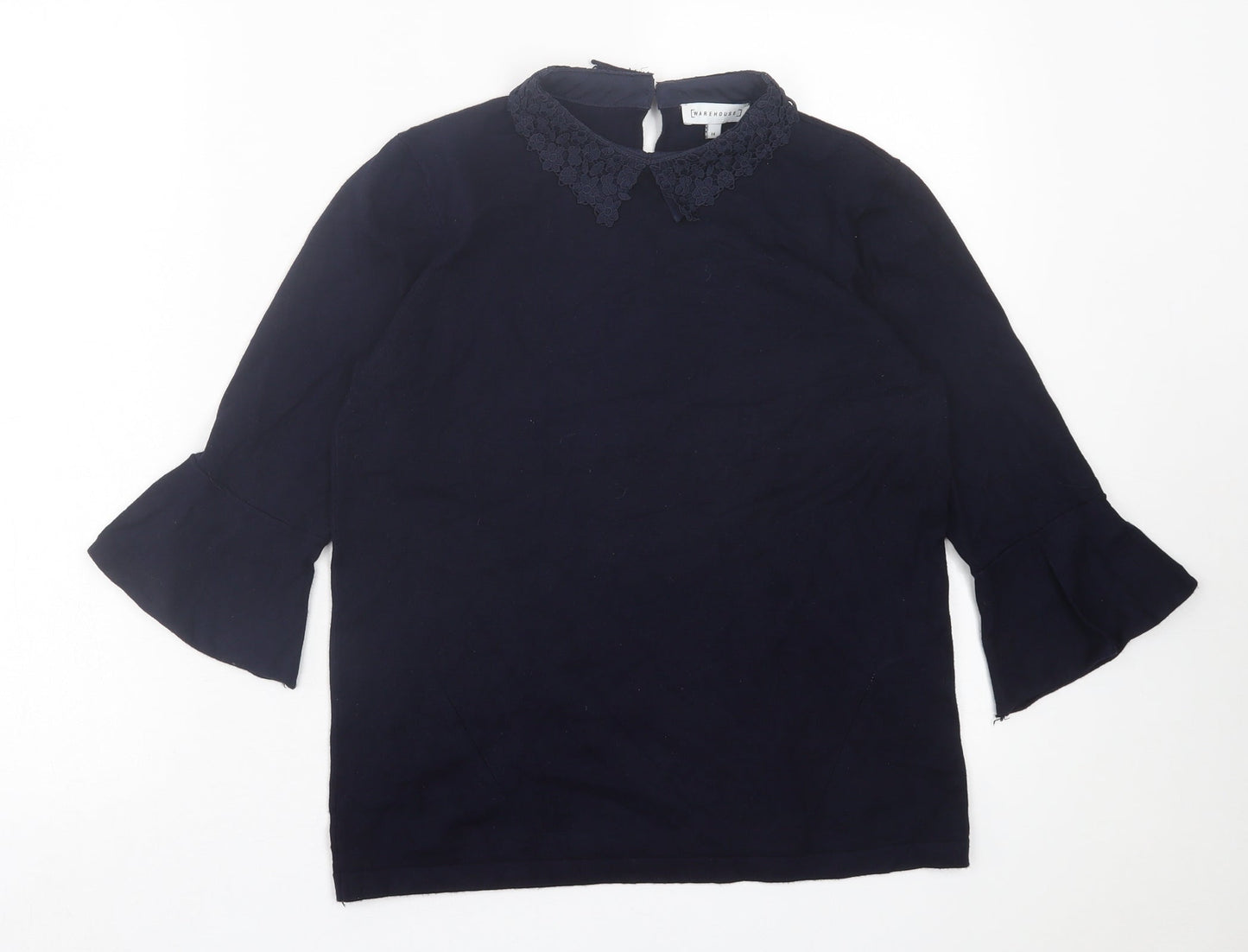 Womens UK Size 14 Warehouse Blue Basic T-Shirt