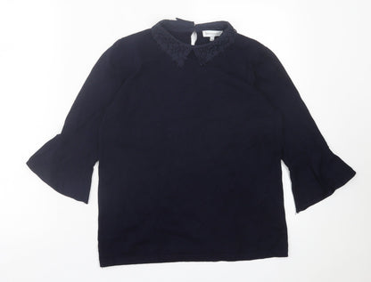Womens UK Size 14 Warehouse Blue Basic T-Shirt