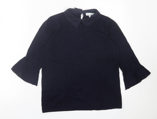 Womens UK Size 14 Warehouse Blue Basic T-Shirt