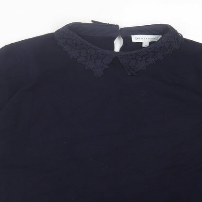 Womens UK Size 14 Warehouse Blue Basic T-Shirt