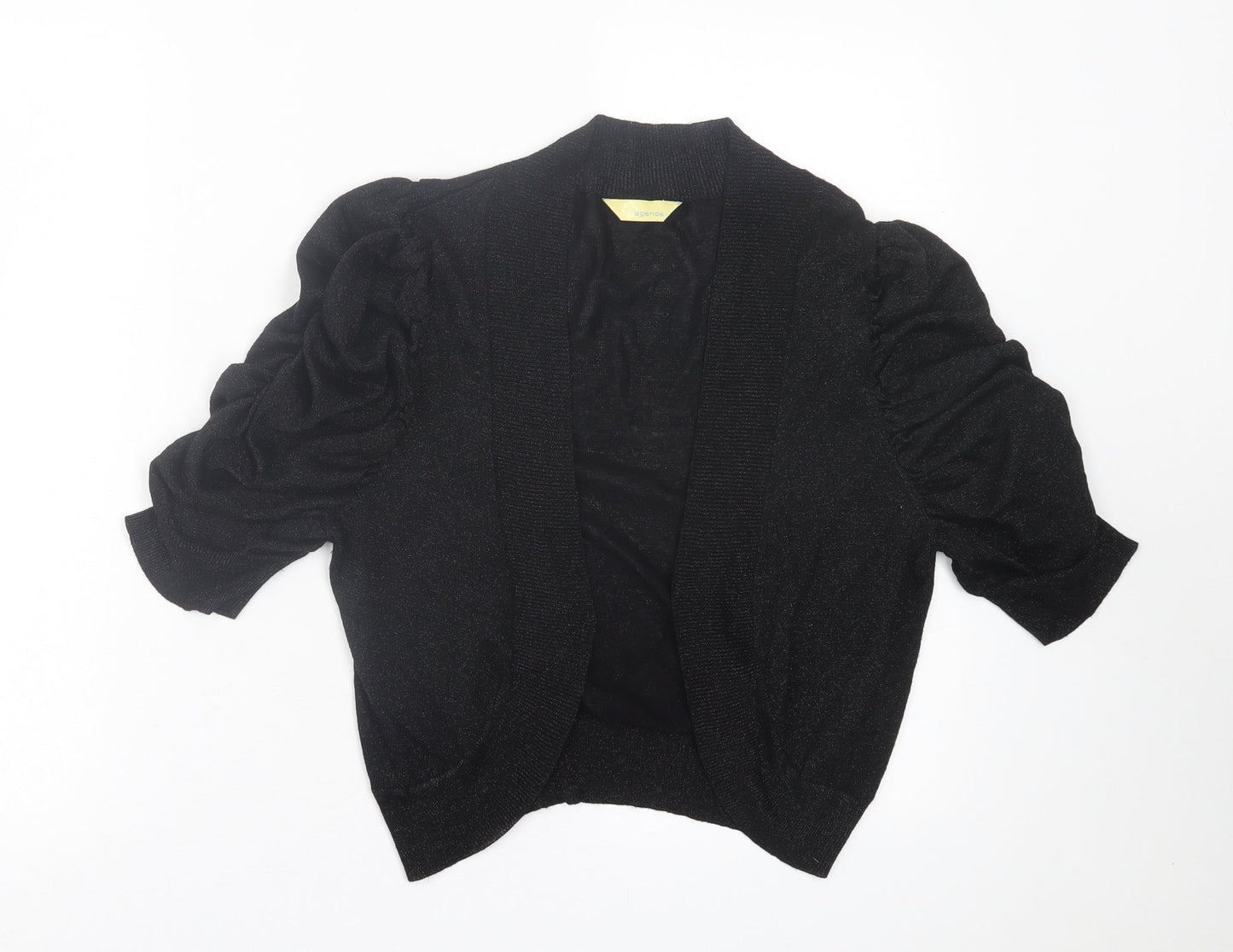 Agenda Womens Black V-Neck Viscose Cardigan Jumper Size 14