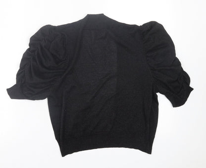 Agenda Womens Black V-Neck Viscose Cardigan Jumper Size 14