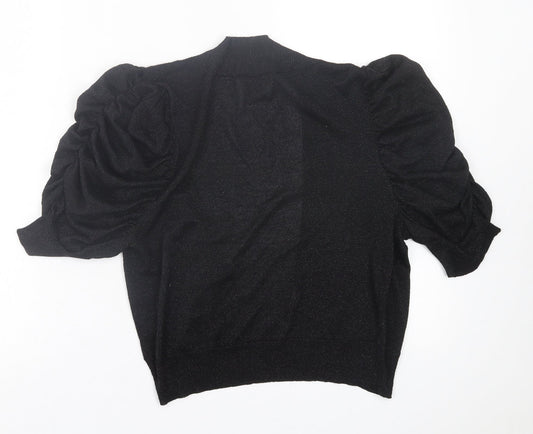 Agenda Womens Black V-Neck Viscose Cardigan Jumper Size 14