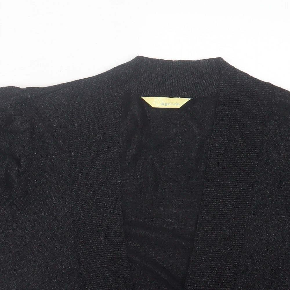 Agenda Womens Black V-Neck Viscose Cardigan Jumper Size 14
