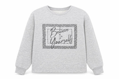 Very Girls Grey Polyester Basic Casual Size 10 Years Crew Neck Pullover