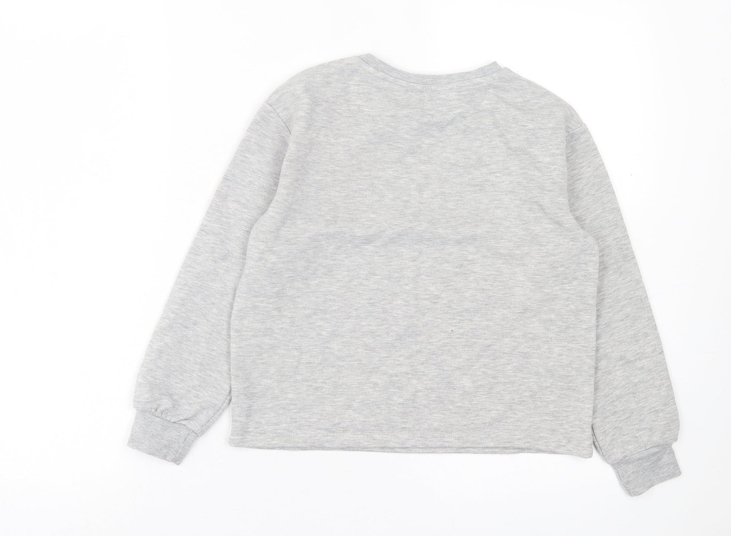 Very Girls Grey Polyester Basic Casual Size 10 Years Crew Neck Pullover