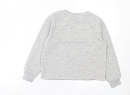 Very Girls Grey Polyester Basic Casual Size 10 Years Crew Neck Pullover