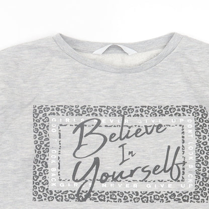 Very Girls Grey Polyester Basic Casual Size 10 Years Crew Neck Pullover