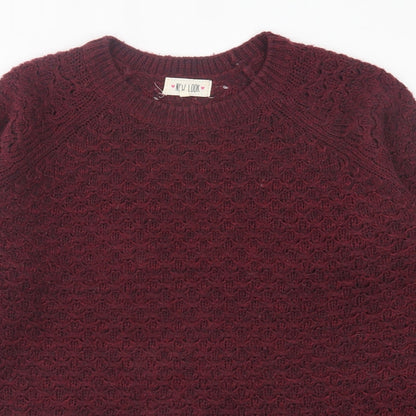 New Look Womens Purple Crew Neck Acrylic Pullover Jumper Size M