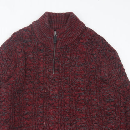 NEXT Mens Red High Neck Cotton Pullover Jumper Size XL