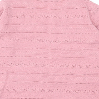 Isle Essentials Womens Pink Crew Neck Acrylic Pullover Jumper Size M