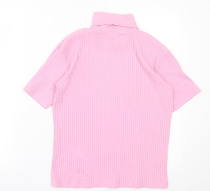 Womens UK Size 12 Joie de Vivre Pink Basic T-Shirt