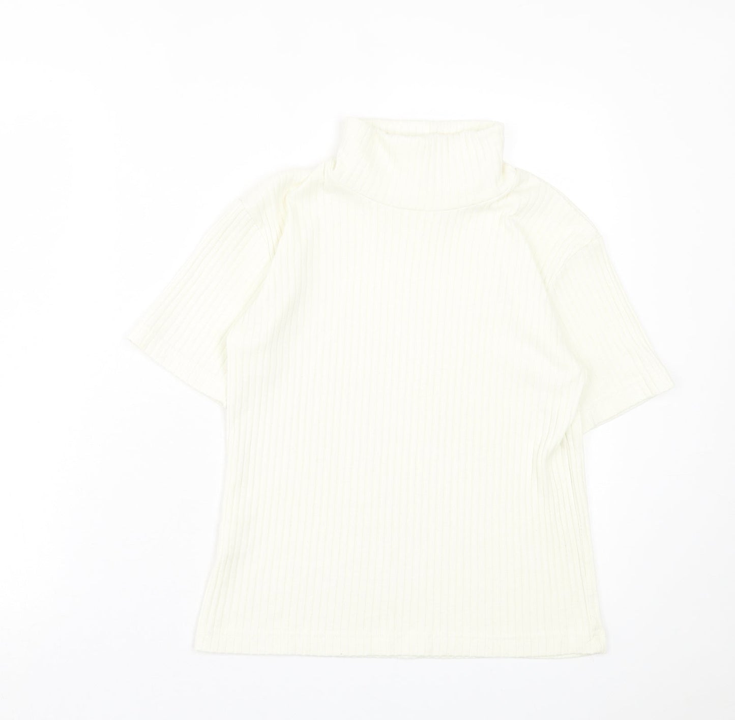 Womens UK Size 10 Joie de Vivre Ivory Basic T-Shirt