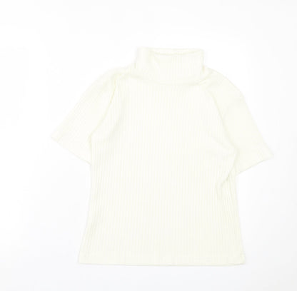 Womens UK Size 10 Joie de Vivre Ivory Basic T-Shirt