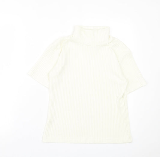 Womens UK Size 10 Joie de Vivre Ivory Basic T-Shirt