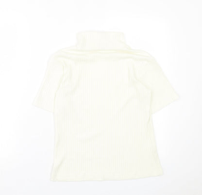 Womens UK Size 10 Joie de Vivre Ivory Basic T-Shirt