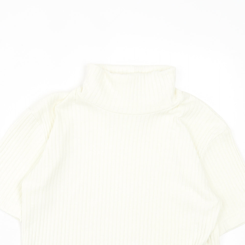 Womens UK Size 10 Joie de Vivre Ivory Basic T-Shirt